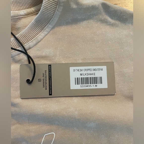 Sarah’s Day Pink/Tan Cropped Crewneck - Picture 4 of 5